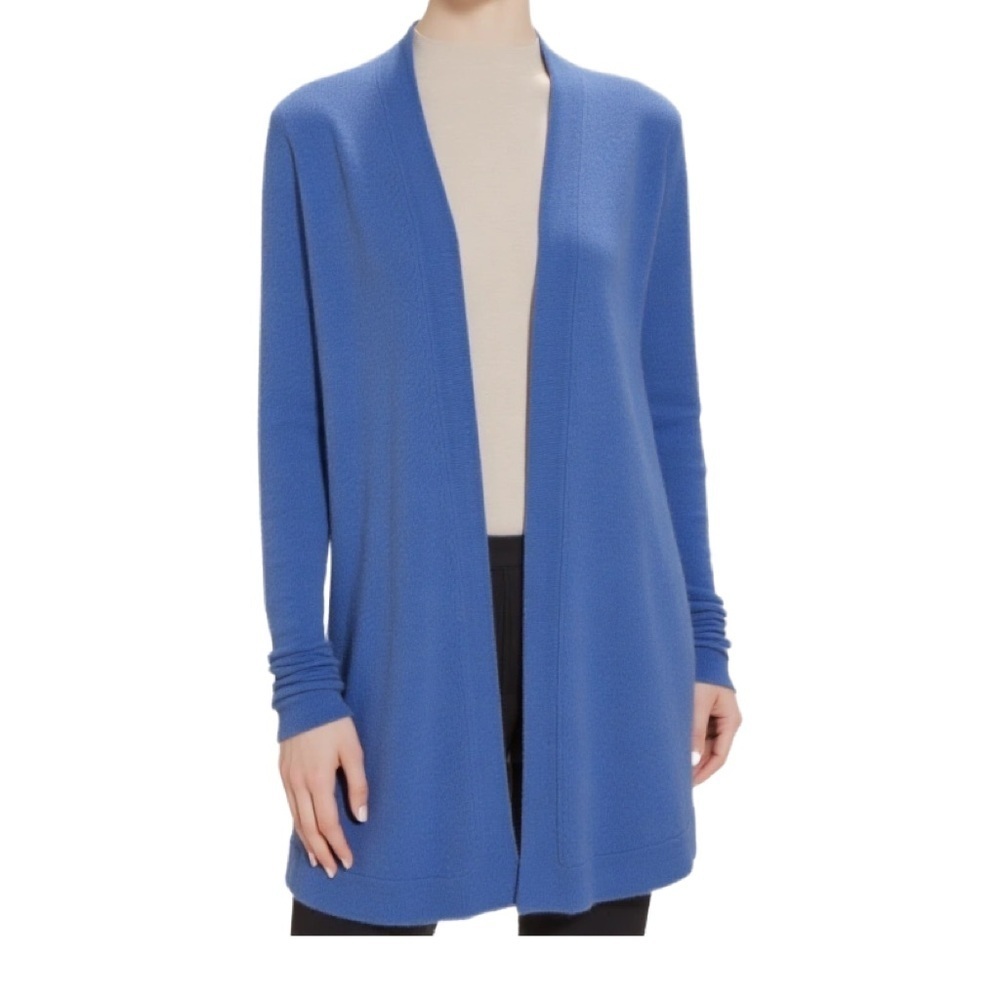 Holt Renfrew 100% Cashmere Blue Open Front Cardigan Size small